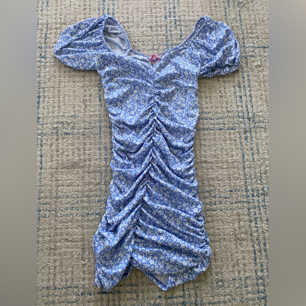 Light blue floral bodycon dress